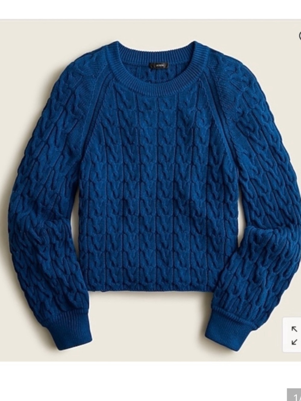 J. Crew Cable Knit Royal Blue Slight Crop Sweater Size Small - Picture 1 of 8